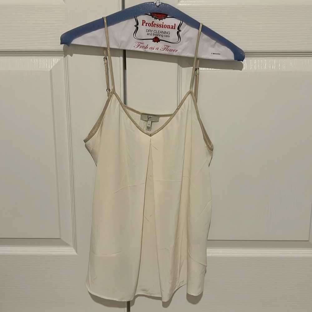 Joie Silky Tank- WHITE w/ Gold detail